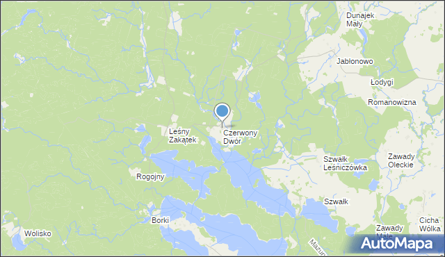 mapa Czerwony Dwór, Czerwony Dwór gmina Kowale Oleckie na mapie Targeo